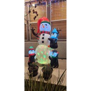 🆕6FT Christmas Inflatable Snowman with Penguin  LED Lights Outdoor Decoration